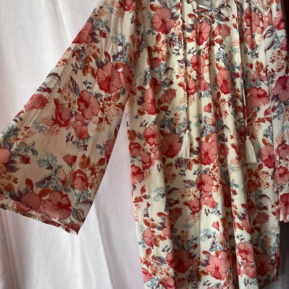 Haute Hippie sz s Hibiscus Flowers Comfortable Bohemian Hippy Dress Floral Dress - Picture 5 of 6